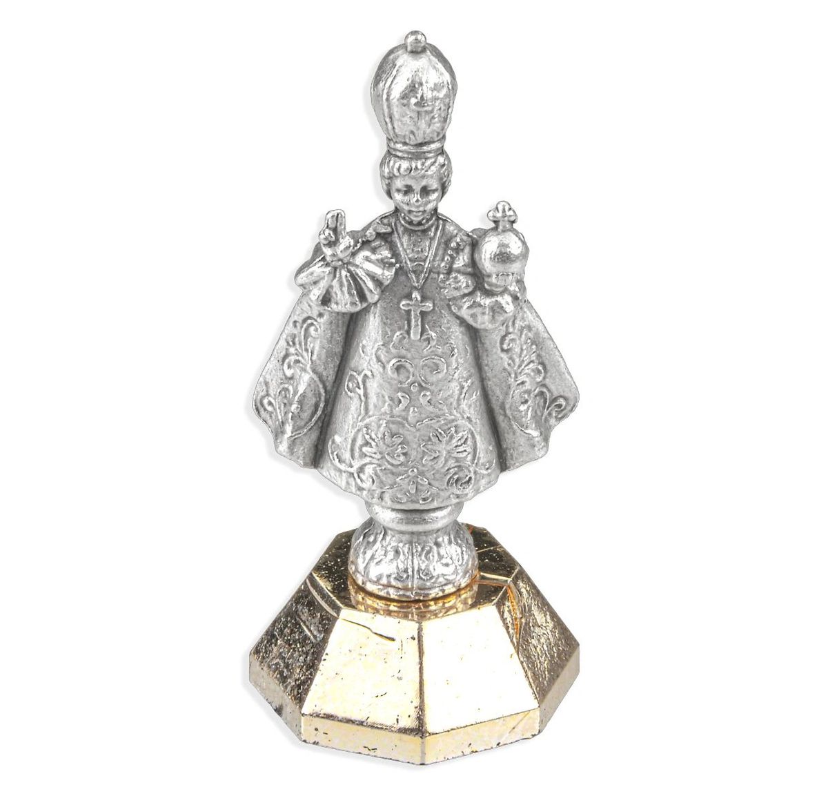 50 Piece, 2.5", Deluxe Infant of Prague Silver Catholic Statue. Statue is of the finest quality